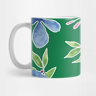 Blue Petal Flower Watercolor Pattern Gree Background Mug